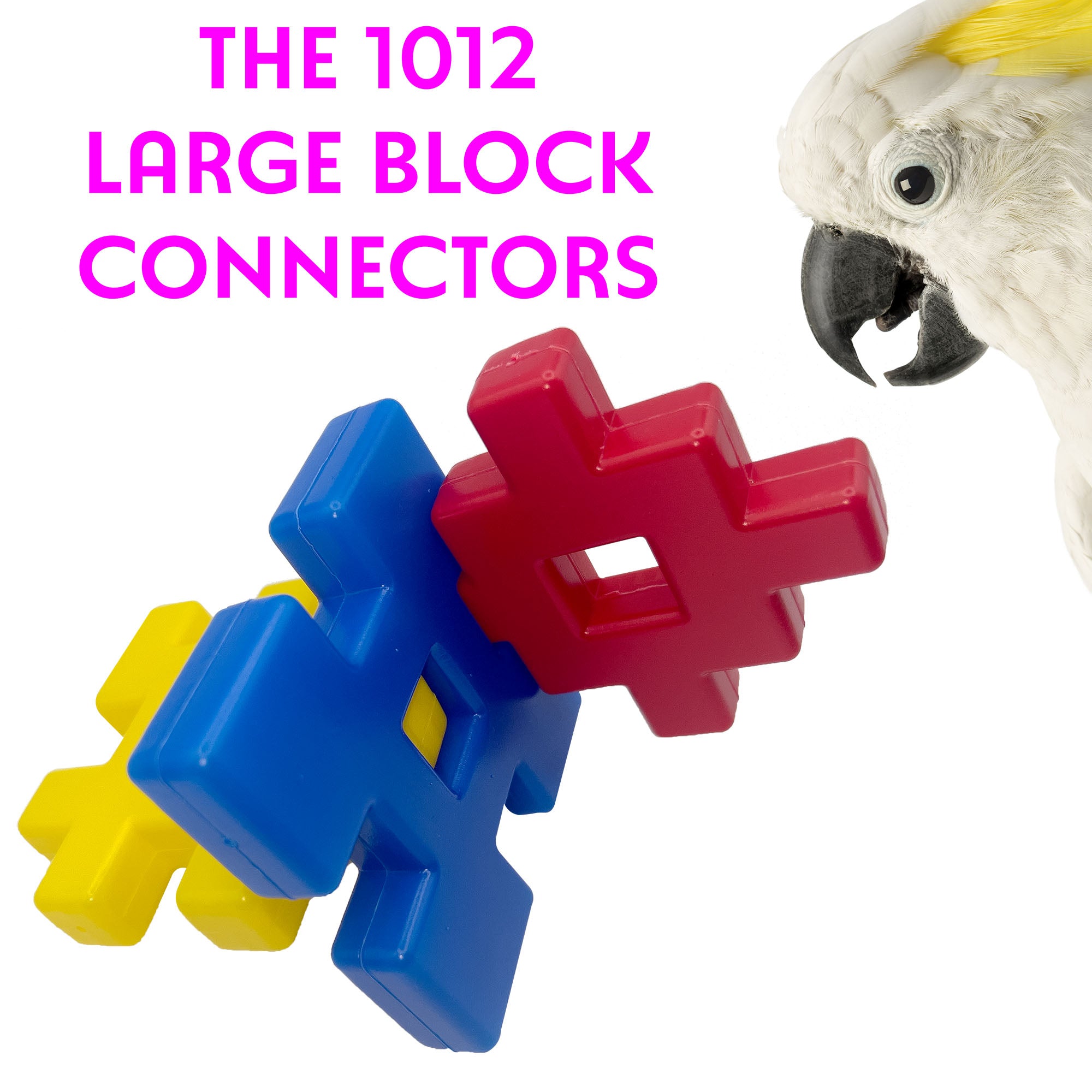 1012 PK3 Large Block Connectors M M Bird Toys Foot Beak Large Colorful Plastic V